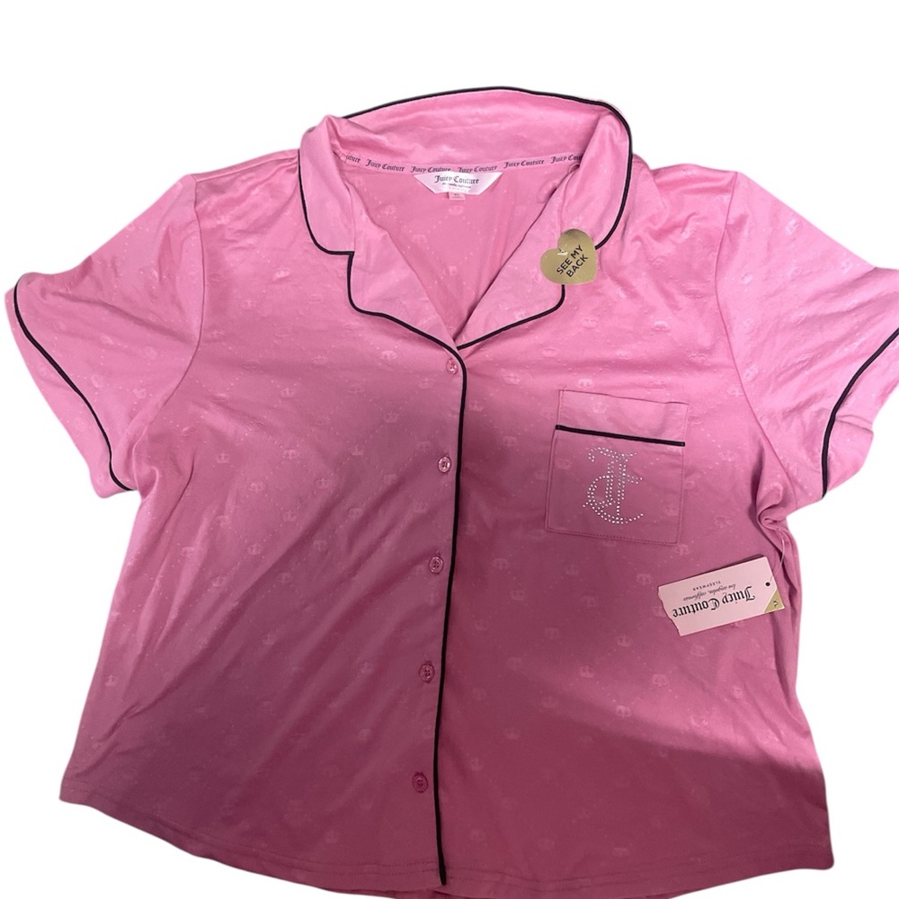 Juicy Couture Pink Pajama Top with Black Piping
